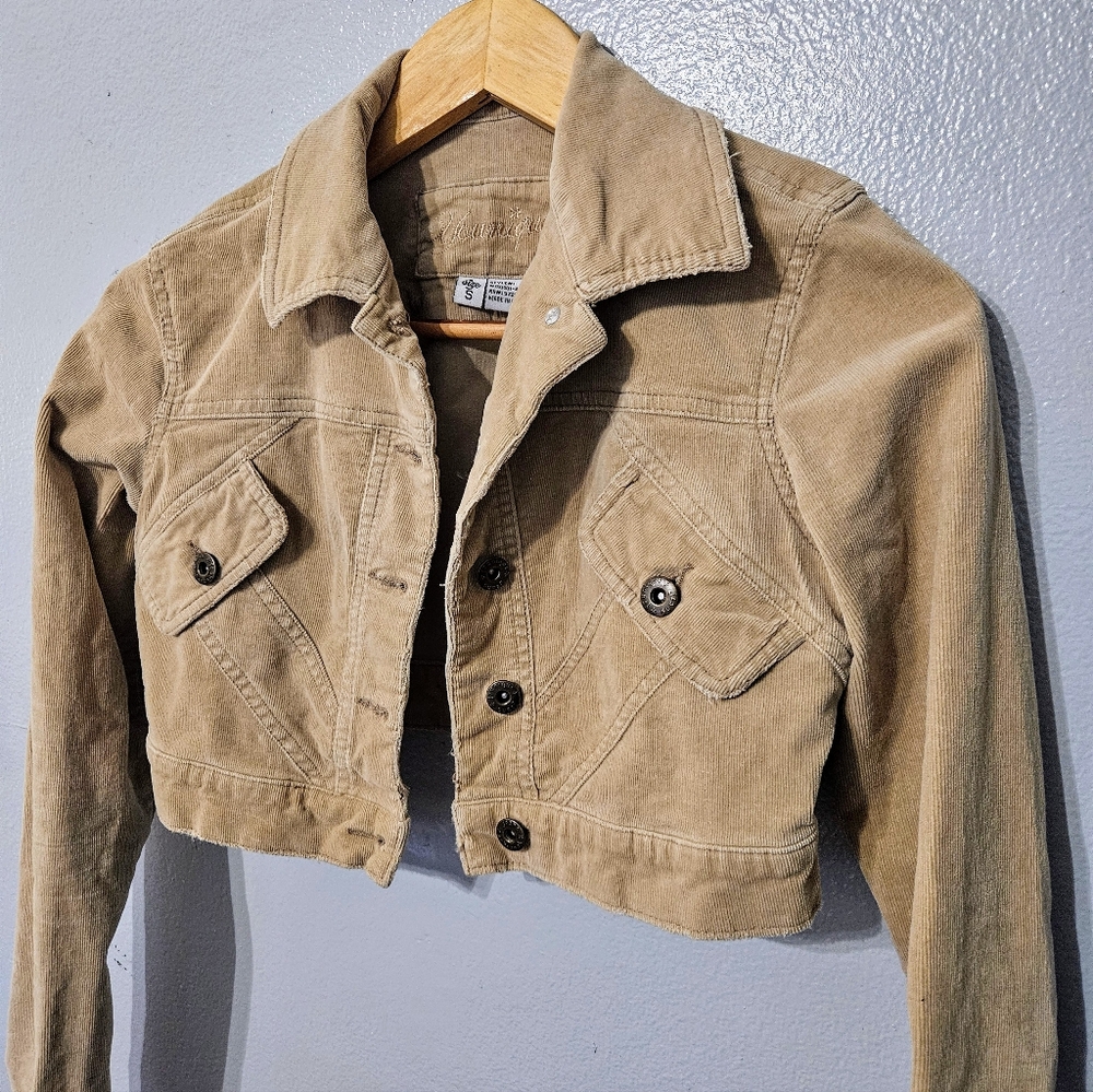 Corduroy CROP button up top jacket